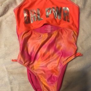 Girls one piece peekaboo swim suit